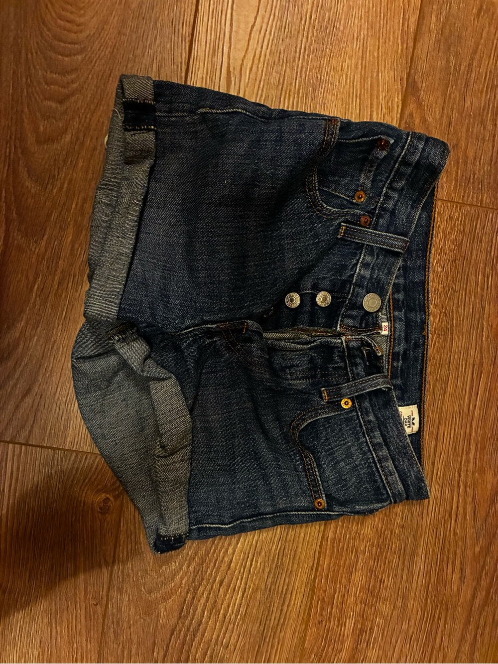 Levi's Dark Blue Cuffed Denim Shorts